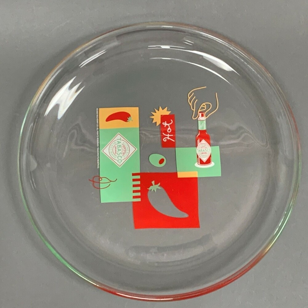 2000 Tabasco Hot Sauce Authentic Glassware Glass Serving Tray‎ Plate Platter 12"